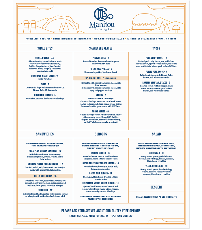 Manitou Brewing Company Menu Re-Design
