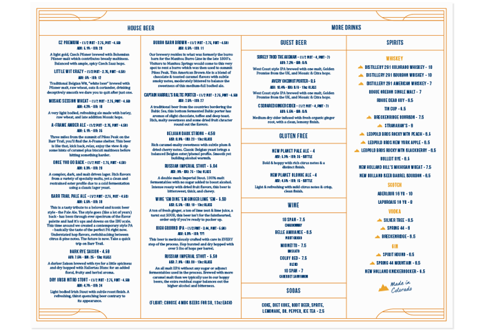Manitou Brewing Company Menu Re-Design